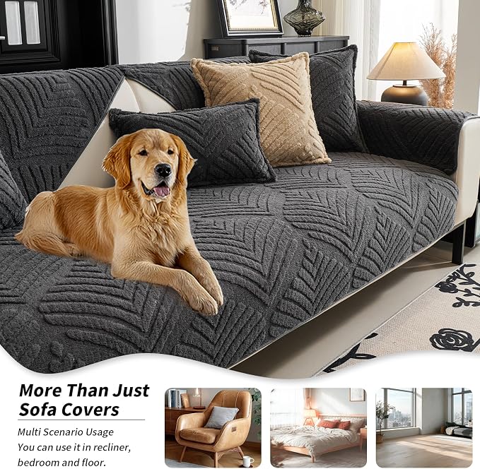 Sectional Couch Cover, Non-Slip Sofa Cover Plush Warm, Funny Fuzzy Pet Couch - Image 4