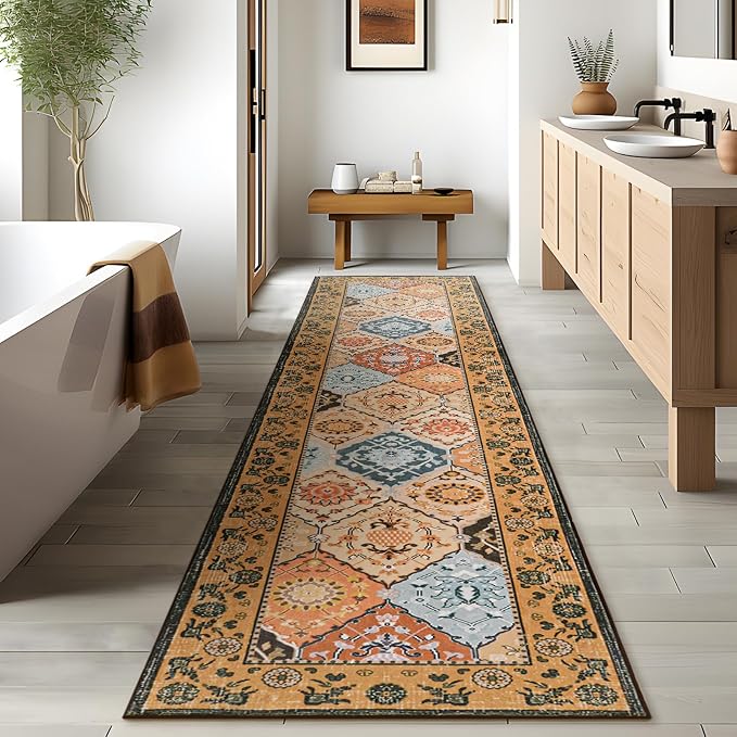 Phantoscope Washable Runner Rug 2'x10' Non-Slip, Vintage Boho Hallway Rugs - Image 8