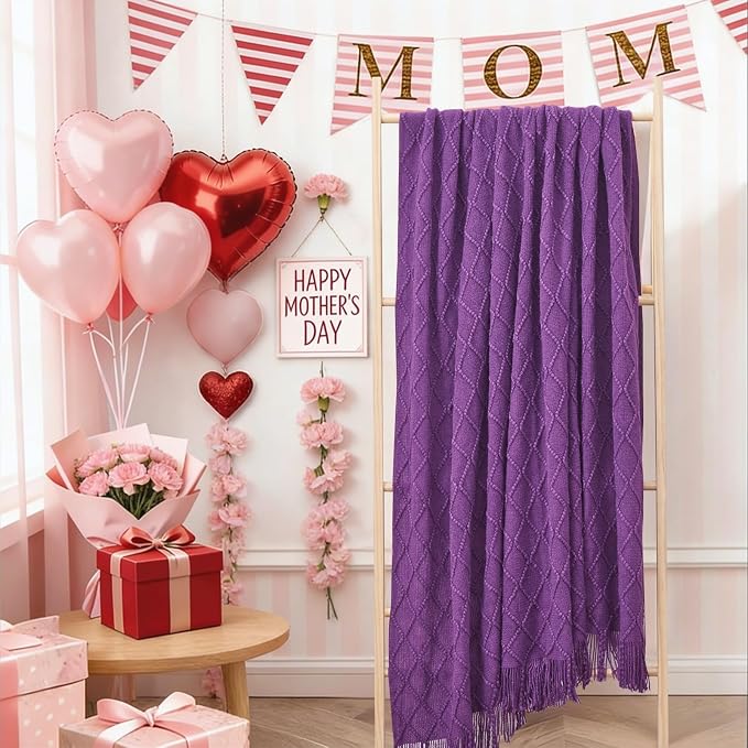 inhand Purple Knitted Throw Blanket - Image 6