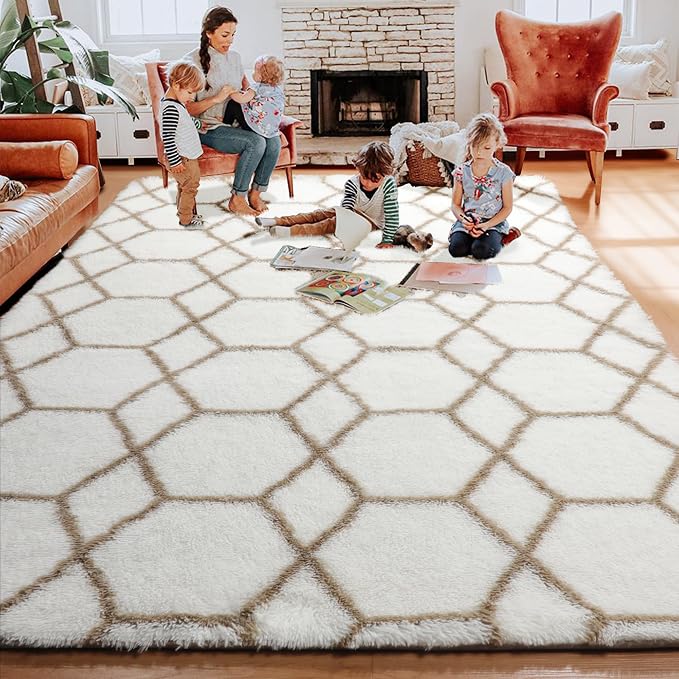 ONASAR Large Area Rugs for Living Room, 7x10 White and Beige Bedroom Rug - Image 6