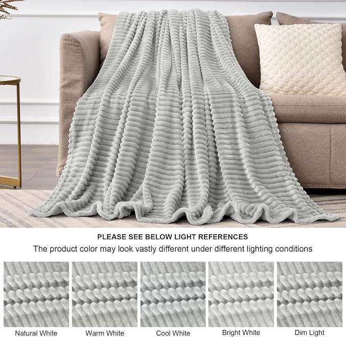 BEDELITE Fleece Throw Blanket for Couch – 3D Ribbed Jacquard Soft and Warm - Image 6