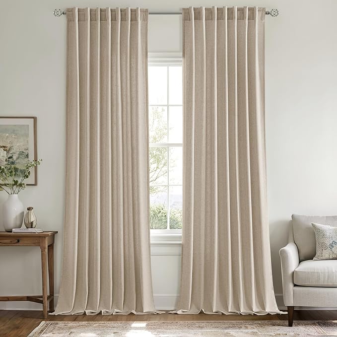 MIULEE Non-See-Through Privacy Linen Curtains 2 Panels, Light Filtering Window - Image 3