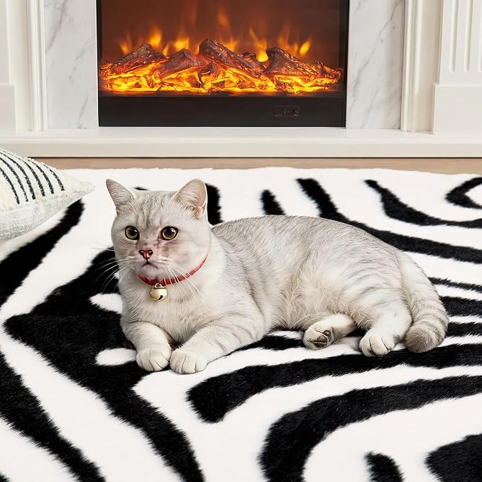 JONIYEAR Large Durable Faux Zebrahide Area Rug 4.9 x 6.56 Feet, Premium Zebra - Image 8