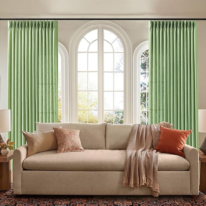 Sage Green Pinch Pleated Curtains 90 Inch Length 2 Panels - Image 9