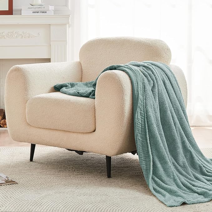 EMME Muslin and Fleece Throw Blanket Reversible - Image 8
