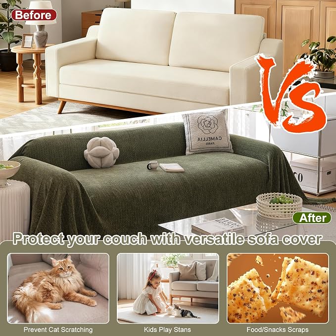 ROOMLIFE Green Sofa Cover, Vintage Boho Couch Cover - Image 3