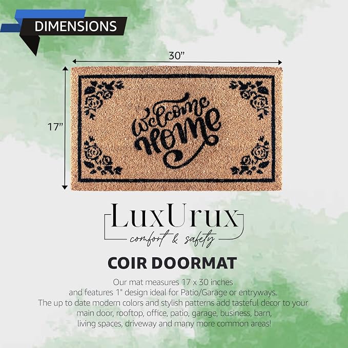 LuxUrux Welcome Mat Outdoor Coco Coir Doormat, - Image 2