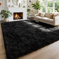 Amdrebio Black Rugs for Bedroom Living Room Decor Aesthetic, Fluffy Shag Furry by Amdrebio
