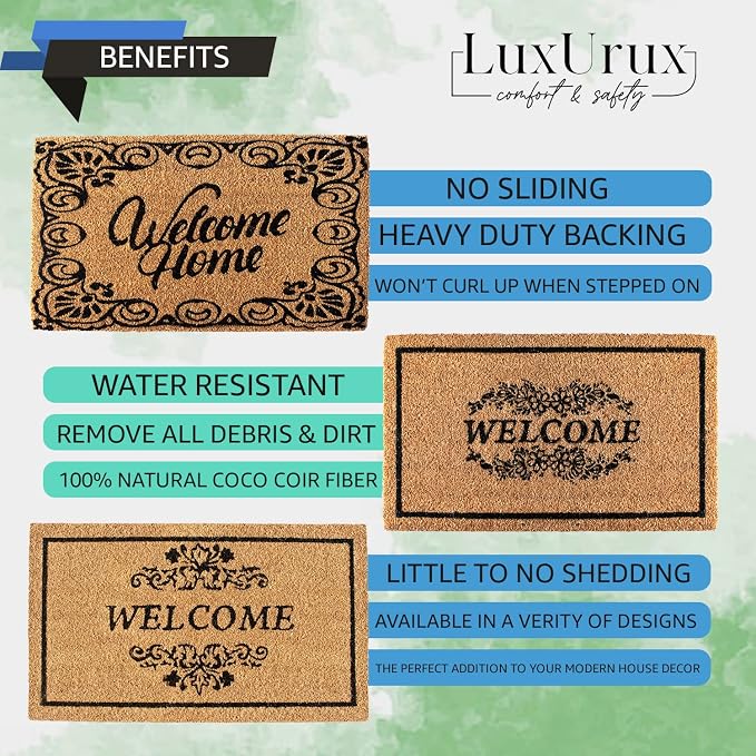 LuxUrux Welcome Mats Outdoor Coco Coir Doormat, - Image 3