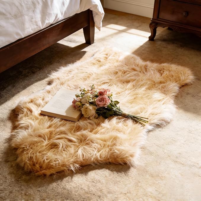 Ultra Soft Faux Fur Rug, Fluffy Shaggy 2 x 3 Ft Sheepskin Fur by TUOTPE