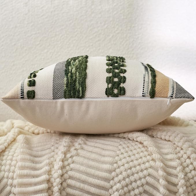 Aeckself Boho Throw Pillow Covers 18x18 Inch Set of 2, Farmhouse Decorative - Image 2