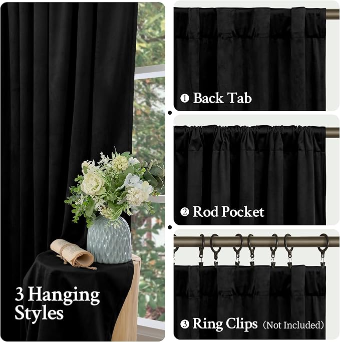 LAMIT Halloween Black Velvet Blackout Curtains - Image 3