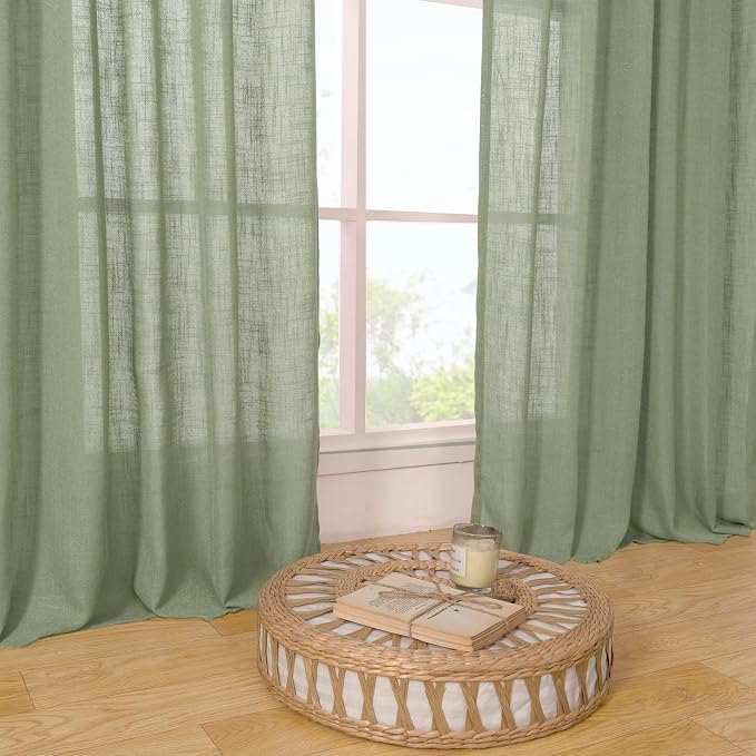 LAMIT Sage Green Linen Curtains 78 Inches - Image 9