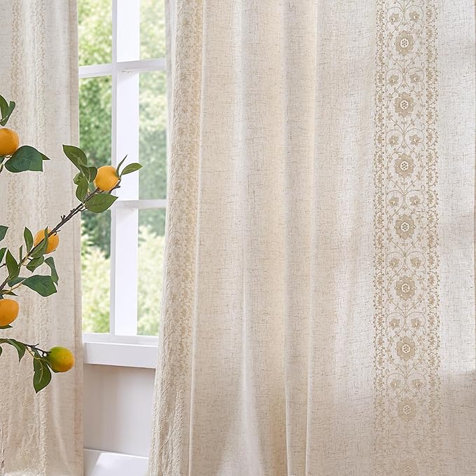 jinchan Weslie Boho Lined Linen Curtains by JINCHAN