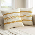 MIULEE Set of 2 Mustard Yellow Boho Decorative Pillow Covers 16x16 Inch by MIULEE