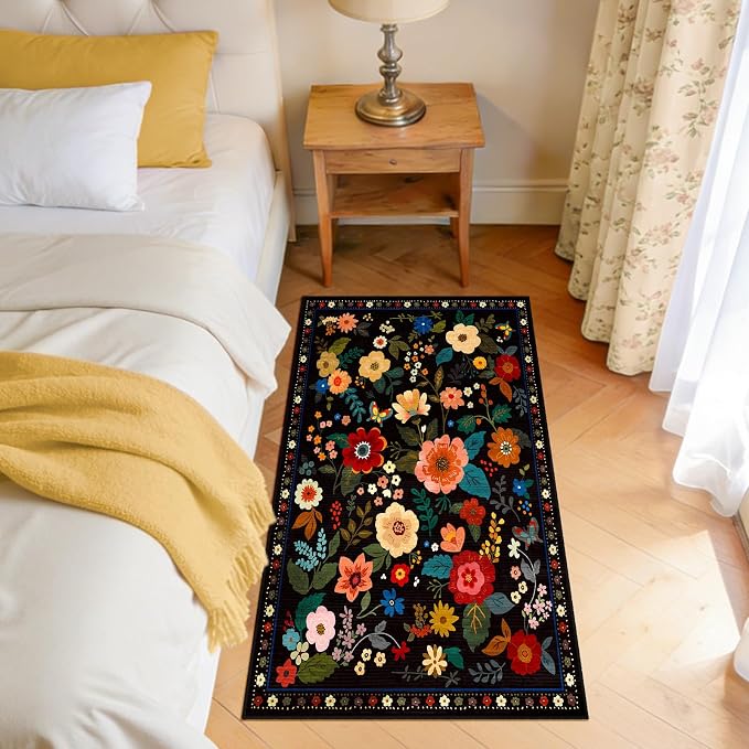 RELEANY Floral Nursery 2x4 Area Rugs Washable Print Boho Cute Carpet Non Slip - Image 3