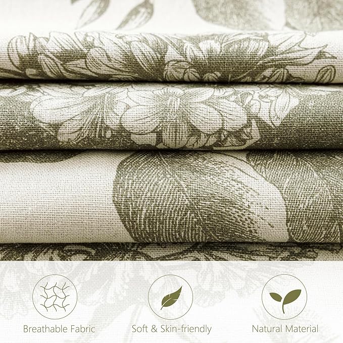 Foindtower Set of 2 Linen Floral Throw Pillow Covers Vintage Accent Print - Image 2