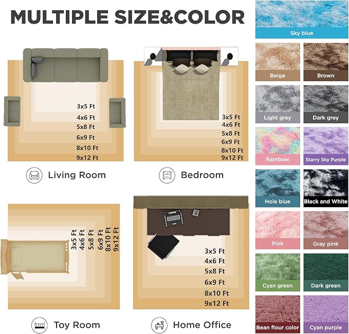 Litanika 8x10 Fluffy Shag Faux Fur Area Rug - Image 7