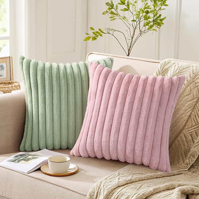 Pallene Faux Fur Plush Throw Pillow Covers 20x20 Set of 2, Luxury Soft Fluffy - Image 5