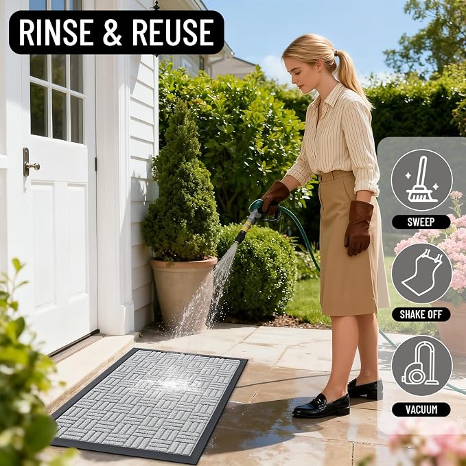 OLANLY Front Door Mat Outside Entrance 35x23, Heavy Duty Sturdy Natural Rubber - Image 8