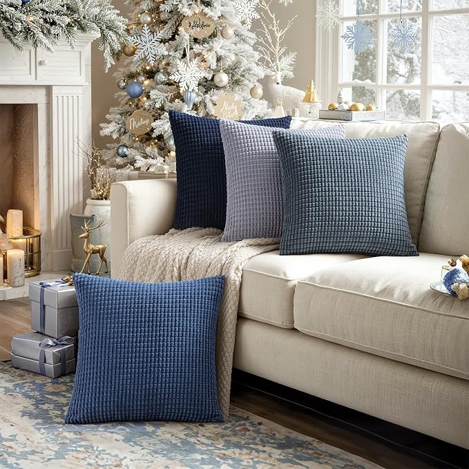 MIULEE Blue Decorative Pillow Covers 16x16 Inch Set of 4 Boho Western Farmhouse - Image 7