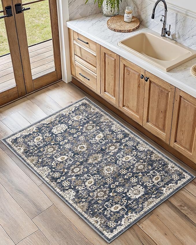 AMADA HOMEFURNISHING 2x4 Washable Area Rug, Low-Profile Entryway Rug - Image 2