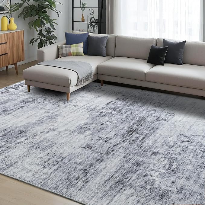 Toneed Abstract Area Rug 9x12 Modern Washable Rug Soft Non Slip Rug Low Pile - Image 3
