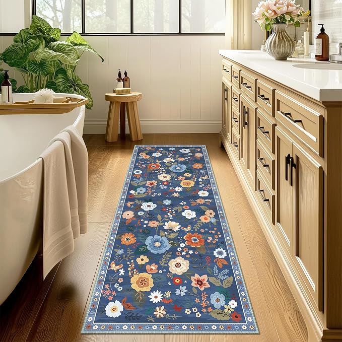 RELEANY Floral Nursery 2x6 Area Rugs Washable Print Boho Cute Carpet Non Slip - Image 9