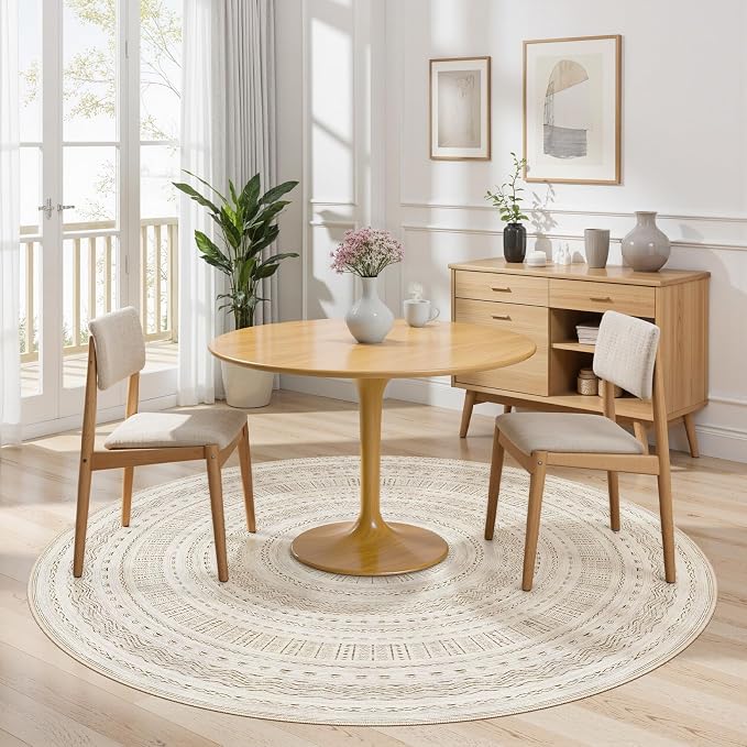 cotiled 5x5 Round Area Rug Living Room: Washable Boho Rugs - Image 4