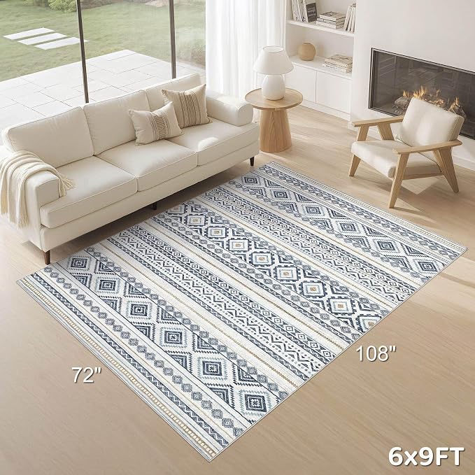 cotiled 6x9 Area Rug Living Room: Washable Boho Rugs - Image 2