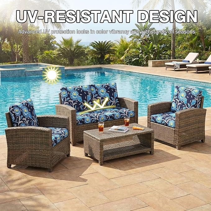 hyha 14Pcs Patio Cushion Covers, Stretch Outdoor Couch Cushion Covers, Washable - Image 6