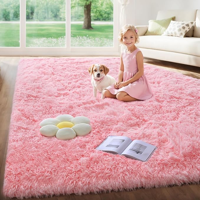 KICHOWUA Thick Area Rugs 6x9 Pink Fluffy Shag - Image 8