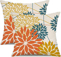 Orange and Yellow Floral Pillow Covers 20x20 Set of 2 Fall Outdoor Waterproof by DFXSZ