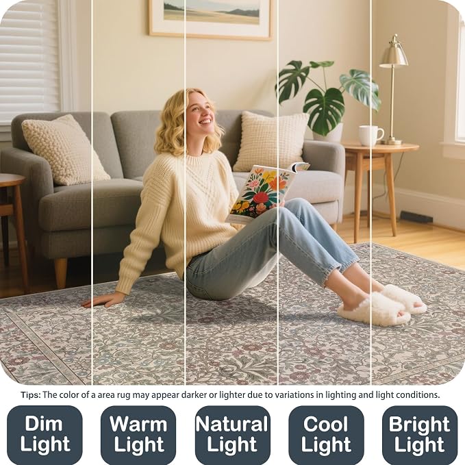 Washable 2x3 Entry Rug, Front Door Rugs Indoor, Vintage Floral Area Rugs - Image 2