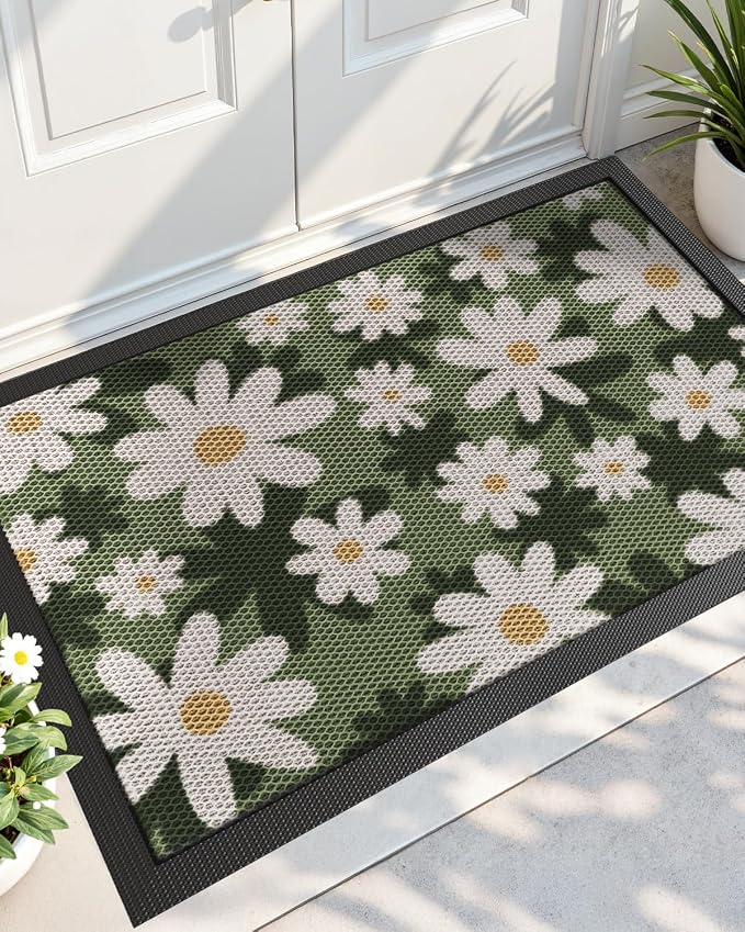 DEXI Front Door Mat Outside Entrance, 32x48 Spring Flower Welcome Doormat by DEXI