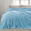 NEWCOSPLAY Super Soft Queen Blanket Blue Premium Silky Flannel Fleece 3D Ribbed by NEWCOSPLAY