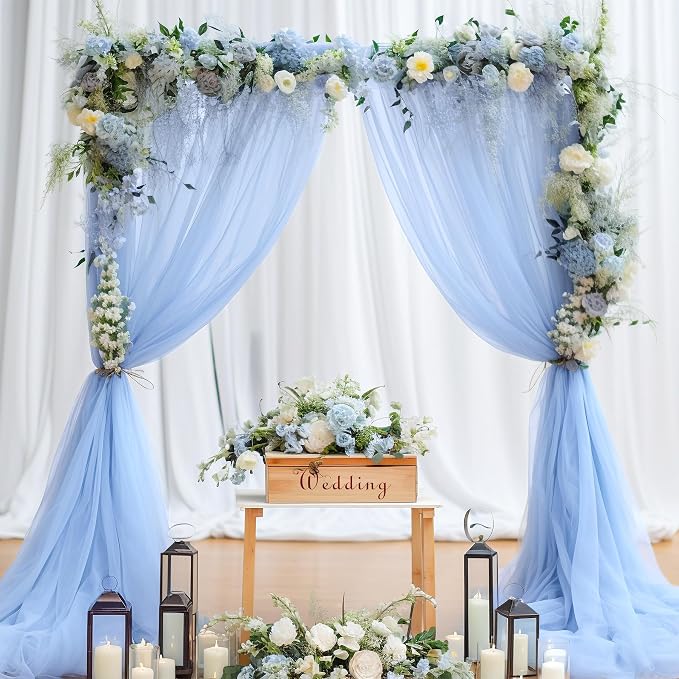 20ft x 12ft Baby Blue Tulle Backdrop Curtain - Image 8