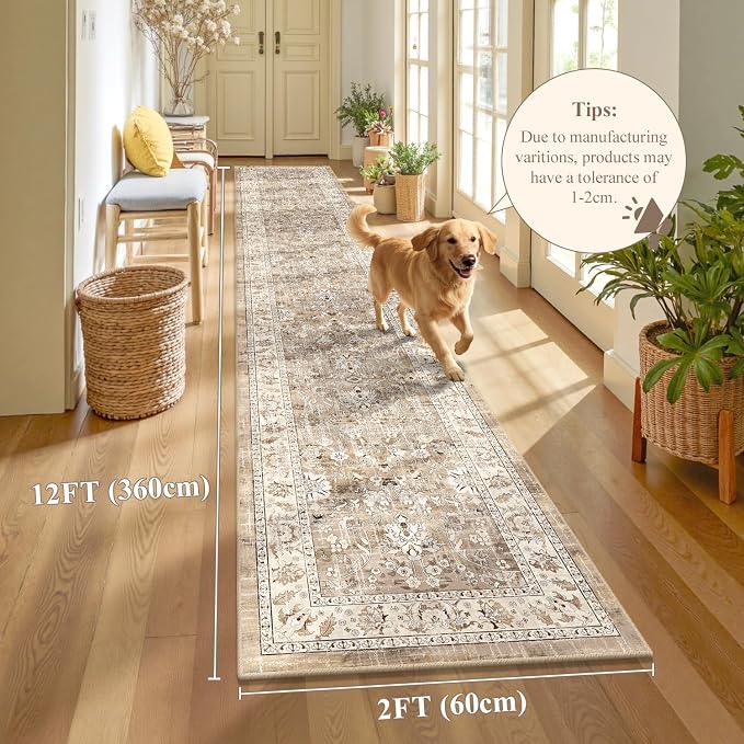 LOKHOM Washable Runner Rug, 2x12 Non-Slip Vintage Hallway Runner Rugs - Image 2