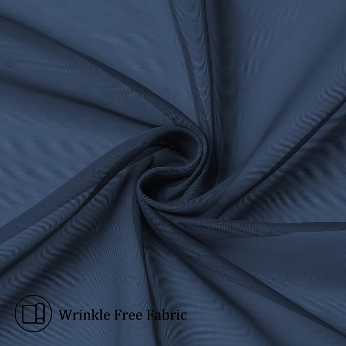Aiyufneg Navy Blue Sheer Curtains 36 inches Long, Short Kitchen Window - Image 3