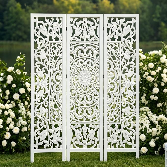 JOSTYLE Wooden Room Divider Screen, 3-Panel Screen Divider by Jostyle