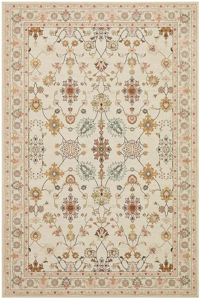 Rugxara Floral Rug for Living Room Bedroom, 6x9 Washable Rug, Vintage Boho Area - Image 9
