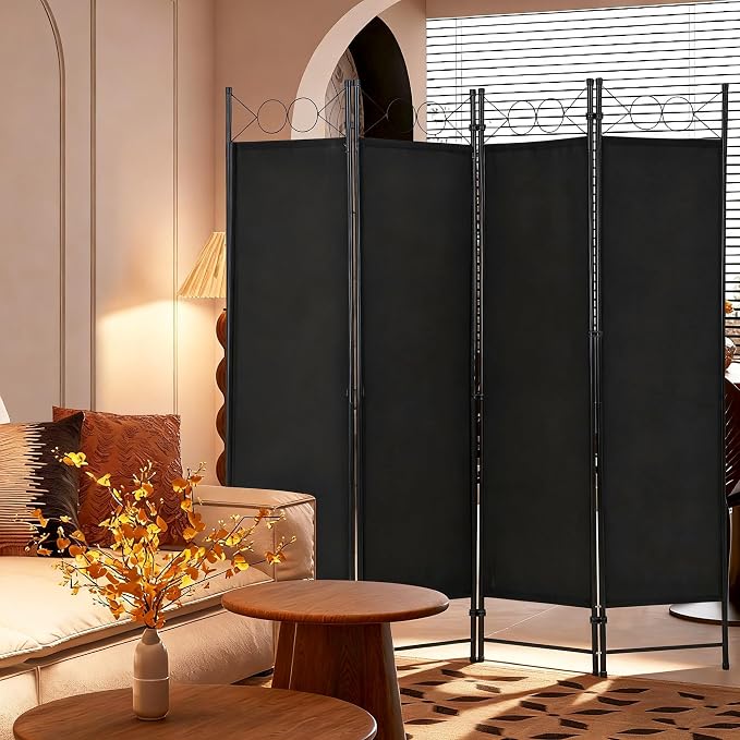 FDW 4 Panel Room Divider and Folding Portable Partition Screen, 6FT Wall - Image 2