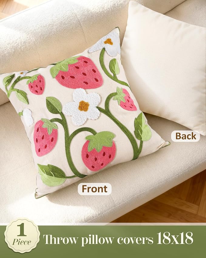 Embroidered Throw Pillow Cover 18x18 Inch - Image 4