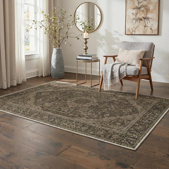 GENIMO 5x7 Area Rugs for Living Room, Machine Washable Non Slip Vintage Rugs - Image 3