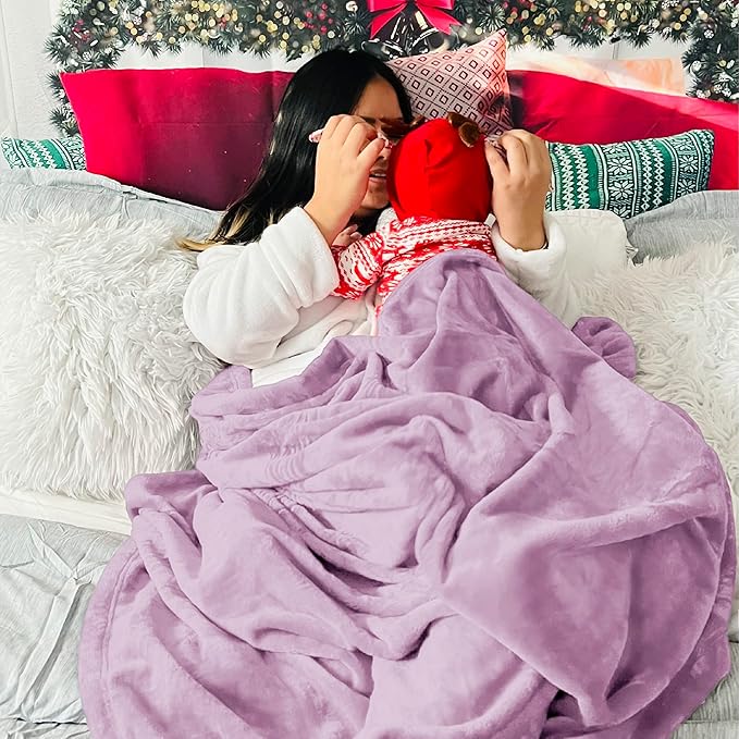 Bedsure GentleSoft Fleece Blankets Queen Size Lilac Lavender - Image 5