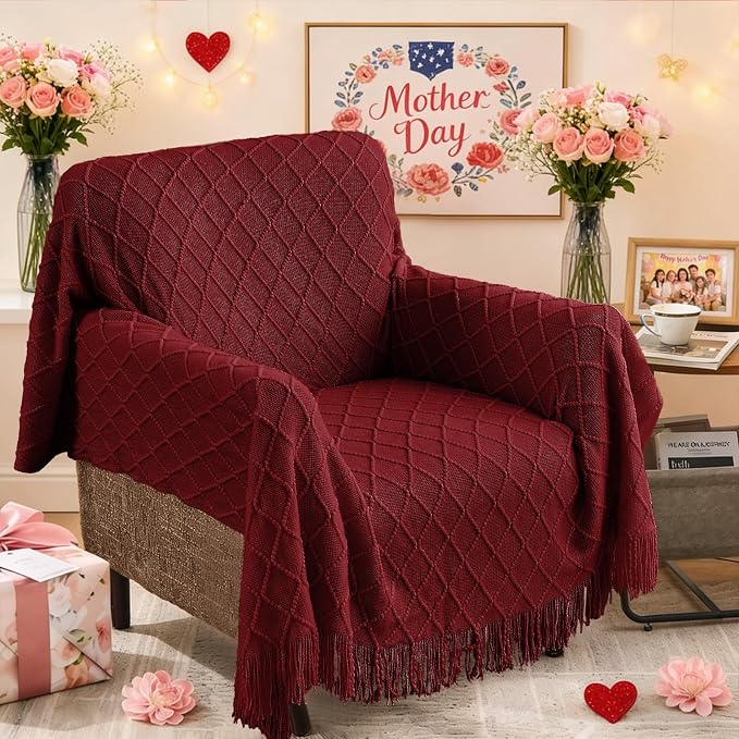 inhand Claret Knitted Throw Blanket - Image 4