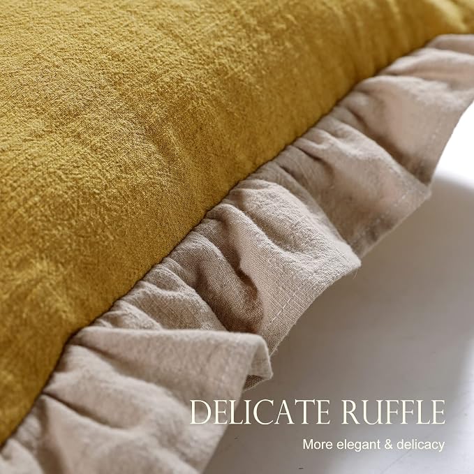 patdrea Shabby Chic Yellow Decorative Throw Pillow Covers 22x22 Set of 2 - Image 5