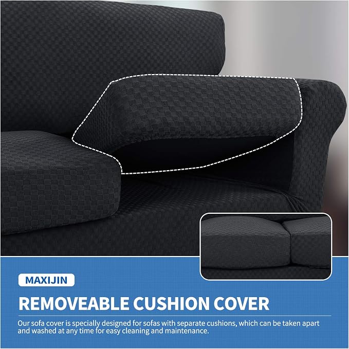 MAXIJIN 4 Piece Jacquard Extra Large Couch Covers - Image 3