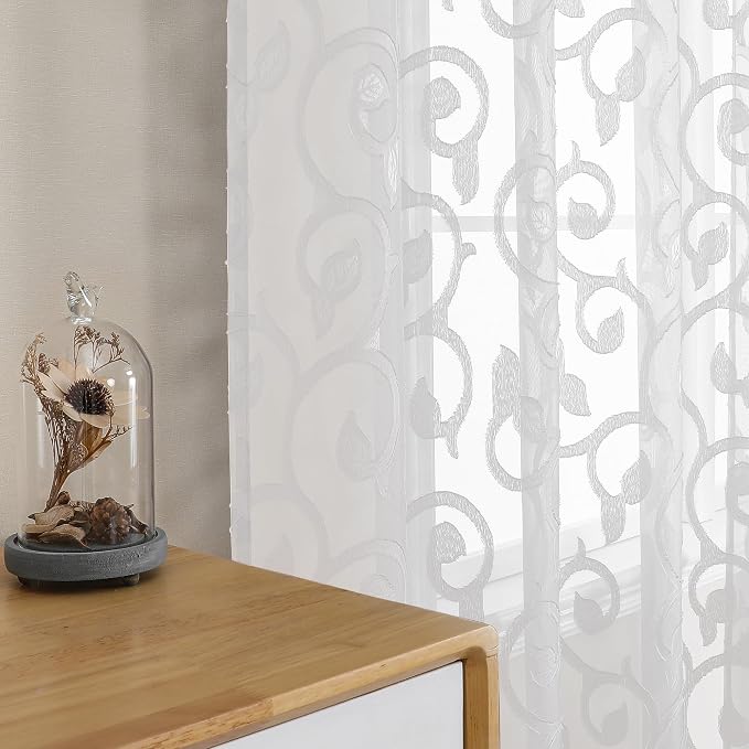OWENIE Furman Sheer White Curtains 84 inches Long - Image 7