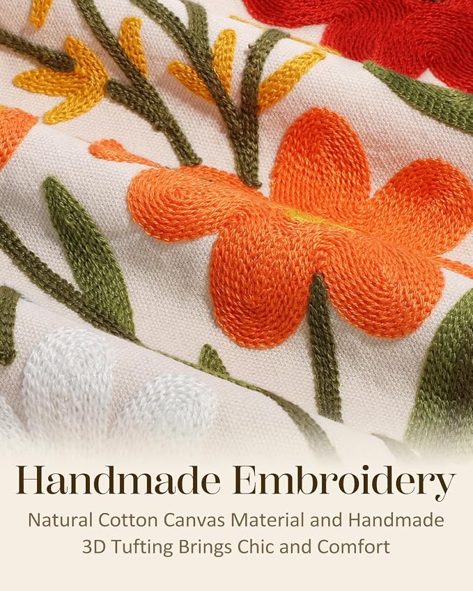 Embroidered Throw Pillow Cover 18x18 Inch - Image 2